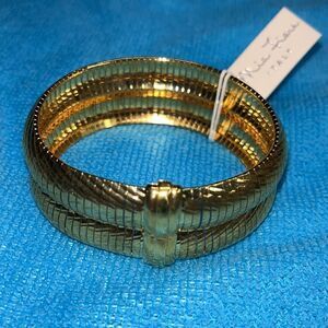 Mia Fiore 14 kt gold plated‎ bronze bangle bracelet NWT New 7.5”